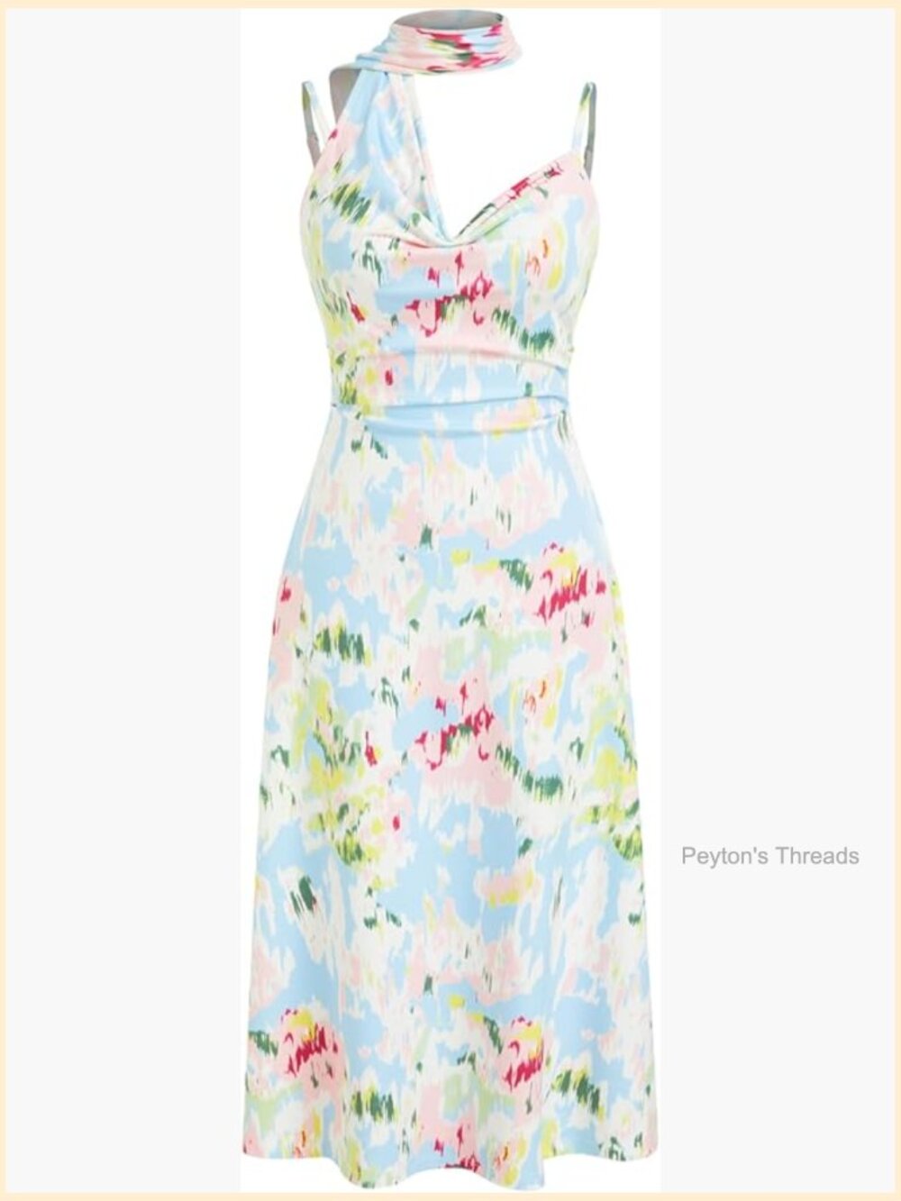 Floral Spaghetti Strap Cowl Neck Sleeveless Maxi Sun Dress Wedding Guest Party